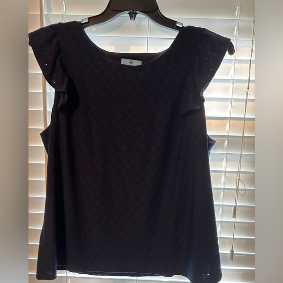 CeCe Midnight Blue Textured Top - Picture 1 of 4